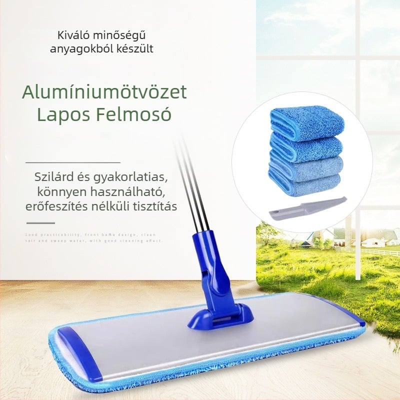 Határokon átnyúló alumíniumötvözetből készült lapos felmosó, kézzel mosható, tiszta, csempe, fa padló, forgó nedves és száraz felmosó lustáknak