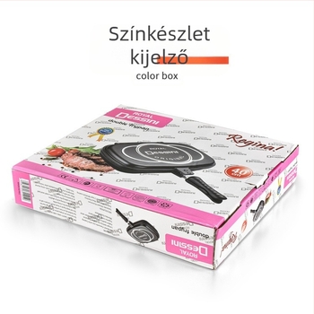 Alumínium öntött multifunkciós kétoldalas serpenyő, tapadásmentes serpenyő, steak serpenyő, reggeli serpenyő, sütőedény