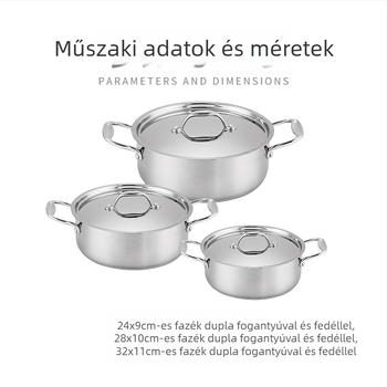 Rozsdamentes acél leveses edénykészlet 6 darabos háztartási export konyhai leveses edény kombináció határokon átnyúló gáz binaurális tejeskanna
