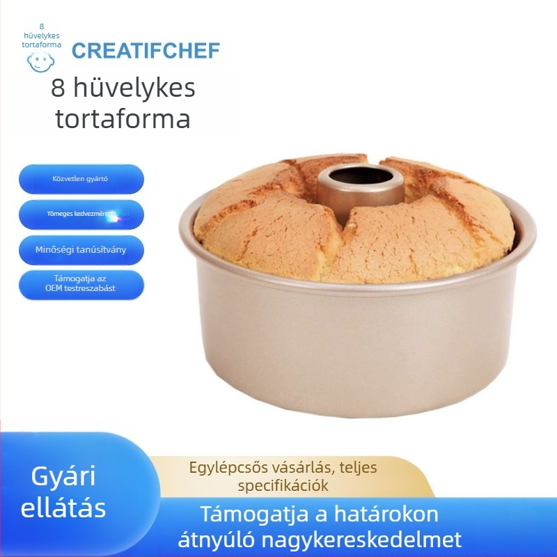 8 hüvelykes angyaltorta hullámkarton tortaforma sifon szénacél tapadásmentes kerek tortaforma kivehető aljjal