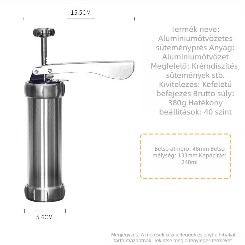 Sütiforma-pisztolyos sütőeszközök, alumíniumötvözetből készült díszítő száj, 20 darab oldódó babzsákos sütéskészlet