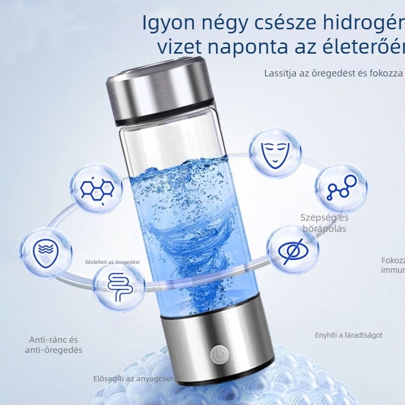 Gyári közvetlen hidrogénben gazdag vizespohár Hordozható hidrogénben gazdag vizespohár SPE, PEM technológiájú hidrogénben gazdag vizespohár raktáron