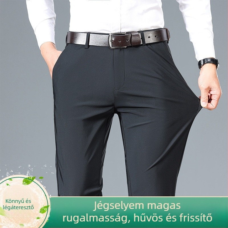 Ajánlatkérés nyári vékony férfi nagy rugalmasságú nejlon jégselyem lezser nadrág, férfi elegáns nadrág, hosszú nadrág iránt