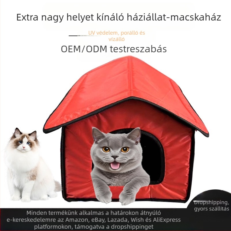 Four Seasons univerzális macskafészek macskaház csúszásgátló műanyag leengedhető aljú kisállatfészek zárt, nagyméretű macskaház kabin