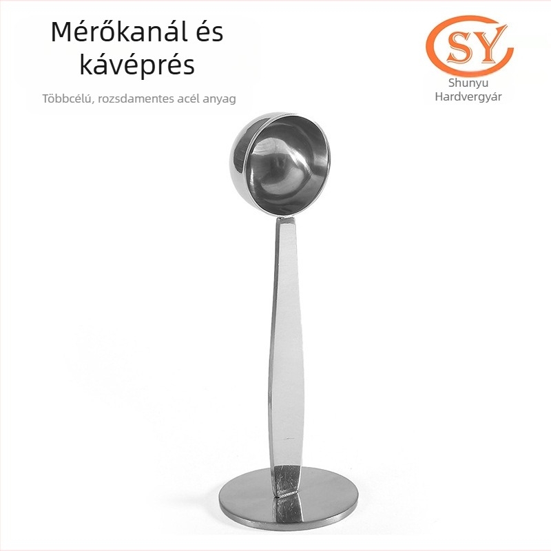 Testreszabott 304 rozsdamentes acél kávémérő kanál préselt por kettős célú babkanál préselt por kanál álló kanál kettő az egyben kávé