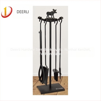 Kandalló, lapát, horog, seprű, fogó, konzol