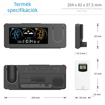 Határokon átnyúló új termék elektronikus projektoróra öröknaptár időjárásállomás időjárás-előrejelzés hőmérséklet páratartalom színes képernyő digitális ébresztőóra