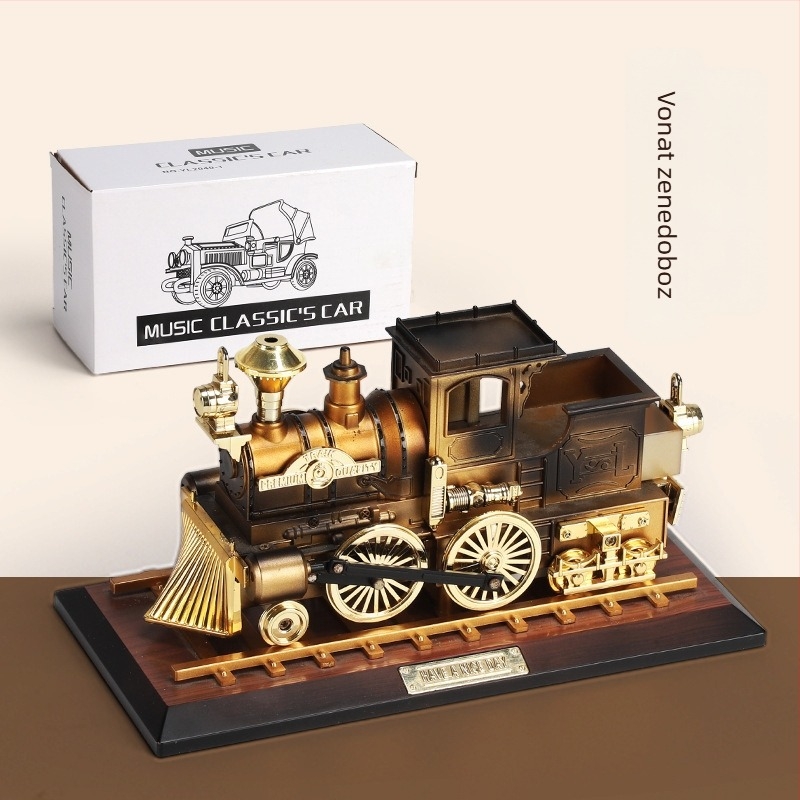 Retro nosztalgikus mozdony zenélő doboz kreatív dekoratív díszek otthoni fotózási kellékek modell ünnepi ajándékok