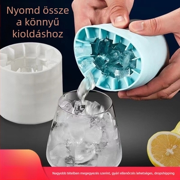 60‑kamrás szilikon jégforma, 3D jégkészítő tálca, könnyű leválasztás, jég tároló doboz, kerek jégkockák