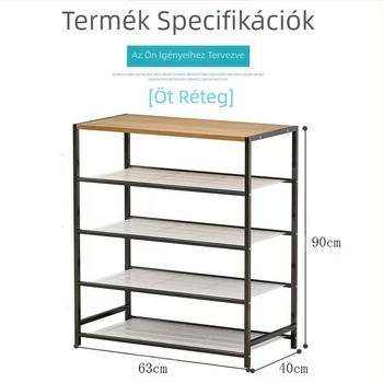 Acélfa cipőtartó, többfunkciós, padlótároló állvány, ötrétegű, kollégiumi háztartási, többrétegű összeszerelésű, egyszerű vas cipőszekrény