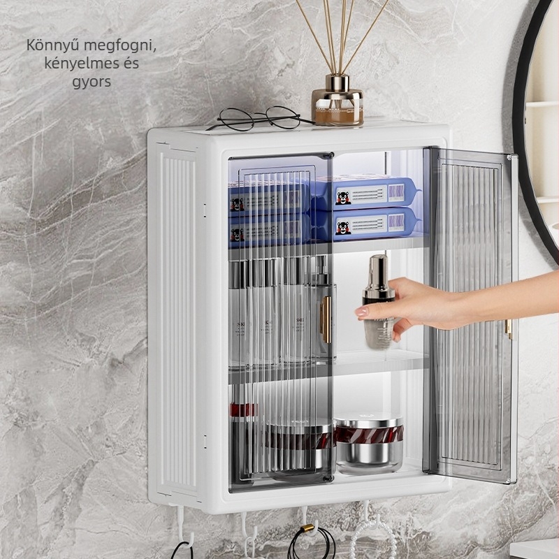 Ütésmentes falra szerelhető tárolószekrény, porálló, vízálló, WC-piperecikkek tárolóállványa, kozmetikai tárolódoboz