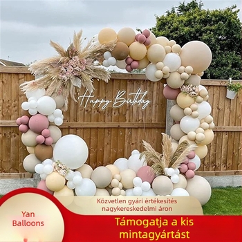 Keresztbe húzott bőrszínű lufi girland ív lufi szett vintage rózsaszín krém babaváró születésnapi parti