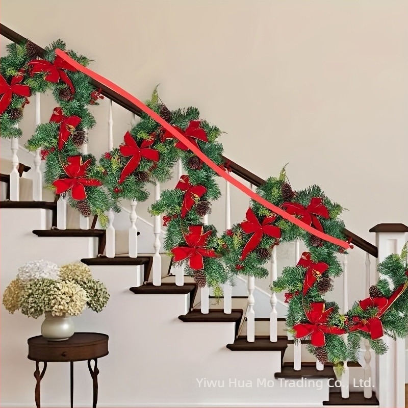 Hua Mo 2025 Határokon átnyúló Temu új karácsonyi szövet rattan karácsonyi hangulat udvari ajtó függő barkács dekoráció lépcső