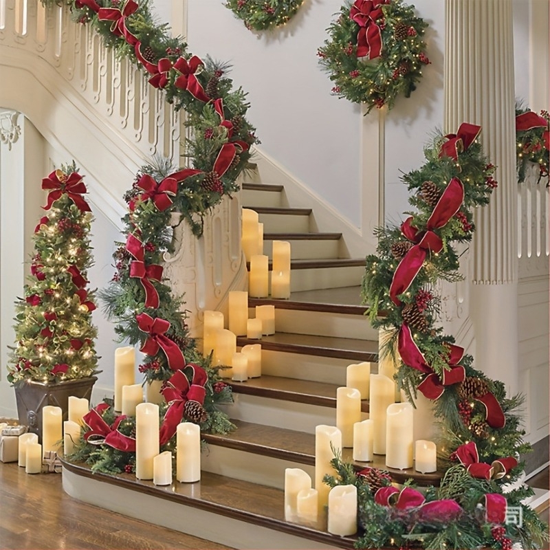 Hua Mo 2025 Határokon átnyúló Temu új karácsonyi szövet rattan karácsonyi hangulat udvari ajtó függő barkács dekoráció lépcső