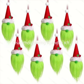 Határokon átnyúló új termék 8 db-os karácsonyi piros és zöld Grinch arctalan baba kreatív díszek karácsonyi hangulatkellékek