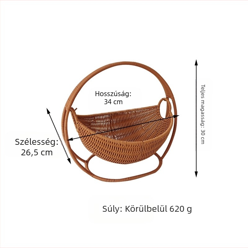 Rattan bölcső tárolókosár uzsonnára desszert gyümölcstál gyümölcskosár asztali teásasztal tárolókosár