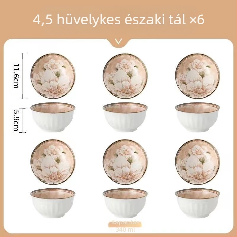 Kerámia edények Háztartási edény Magas színértékű kamélia máz alatti rizstál leveses tányér tárcsa kerámia étkészlet öltöny