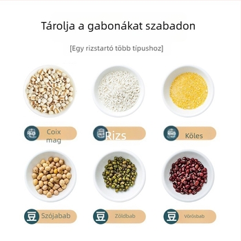 Konyhai tárolódoboz gabonafélékhez, elválasztó állványok rizsvödrökhöz, élelmiszeripari minőségű háztartási osztályozott elkülönített tároló, lezárt vödrök