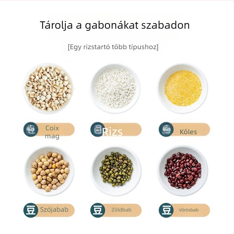 Konyhai tárolódoboz gabonafélékhez, elválasztó állványok rizsvödrökhöz, élelmiszeripari minőségű háztartási osztályozott elkülönített tároló, lezárt vödrök