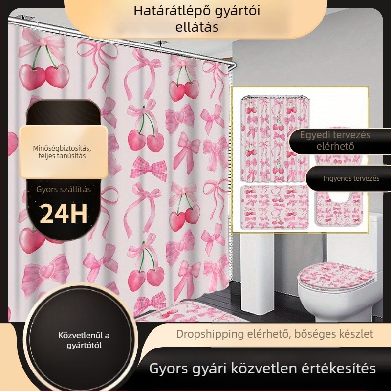 4 darab három fekete macskás függöny zuhanyfüggöny dekoráció, gyönyörű beköltözési ajándék, modern lakberendezés, zuhanyfüggöny