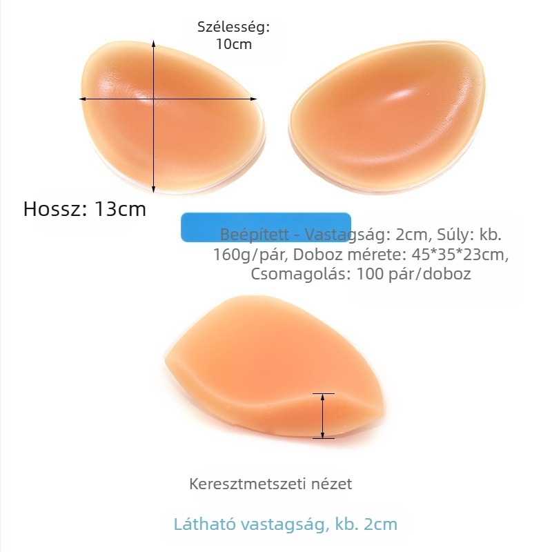 Láthatatlan szilikon mellkaspárna kis mellkasra, megnövelt, vastagított betéttel, fürdőruha, bikini alsónemű, háromdimenziós felső tartó, női mellkaspárna