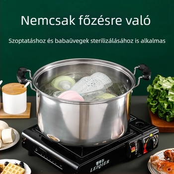 Rozsdamentes acél mély levesesfazék, magas levesesfazék, háztartási, sűrített, nagy kapacitású főzőedény, pörköltfazék, indukciós tűzhely, gáztűzhely