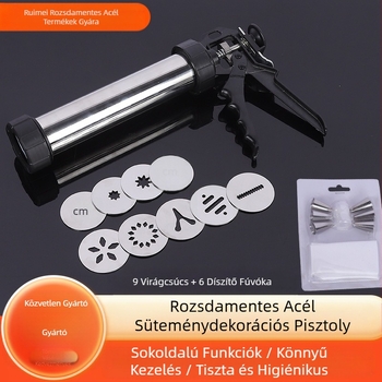 Háztartási rozsdamentes acél sütipisztoly prés sütigép krém díszítőpisztoly díszítő fúvóka megoldott babsütő eszközök otthon