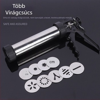 Háztartási rozsdamentes acél sütipisztoly prés sütigép krém díszítőpisztoly díszítő fúvóka megoldott babsütő eszközök otthon