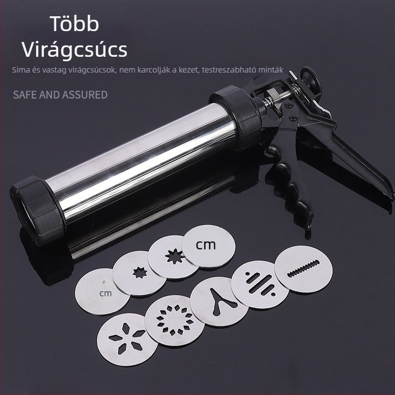 Háztartási rozsdamentes acél sütipisztoly prés sütigép krém díszítőpisztoly díszítő fúvóka megoldott babsütő eszközök otthon