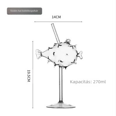 Kreatív molekuláris koktélos pohár kehely borospohár delfin puffer alakú koktélkupa szögesdrót hal alakú pohár