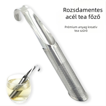 304 rozsdamentes acél csőből készült függő teafőző, teaszivárgás-cső fogantyúval, teaszivárgás-szűrő, teáskanál teafogantyúval, teáskészlet