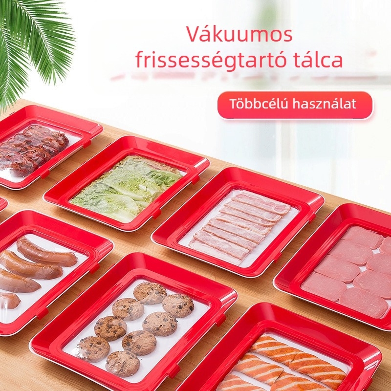 Vákuumozott frissen tartó tálca háztartási egymásra rakható hűtőszekrényben Élelmiszer-lezáró fólia Élelmiszer-megelőzés KITÖRÖLÉS