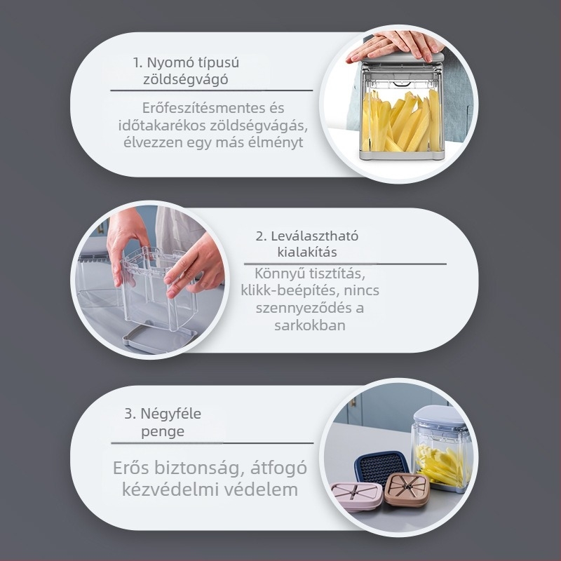 [Szigorúan válogatott] Speciális vágó sült krumplihoz, sárgarépa-aprítóhoz, multifunkcionális zöldségvágóhoz, paradicsom- és almaszeletelőhöz