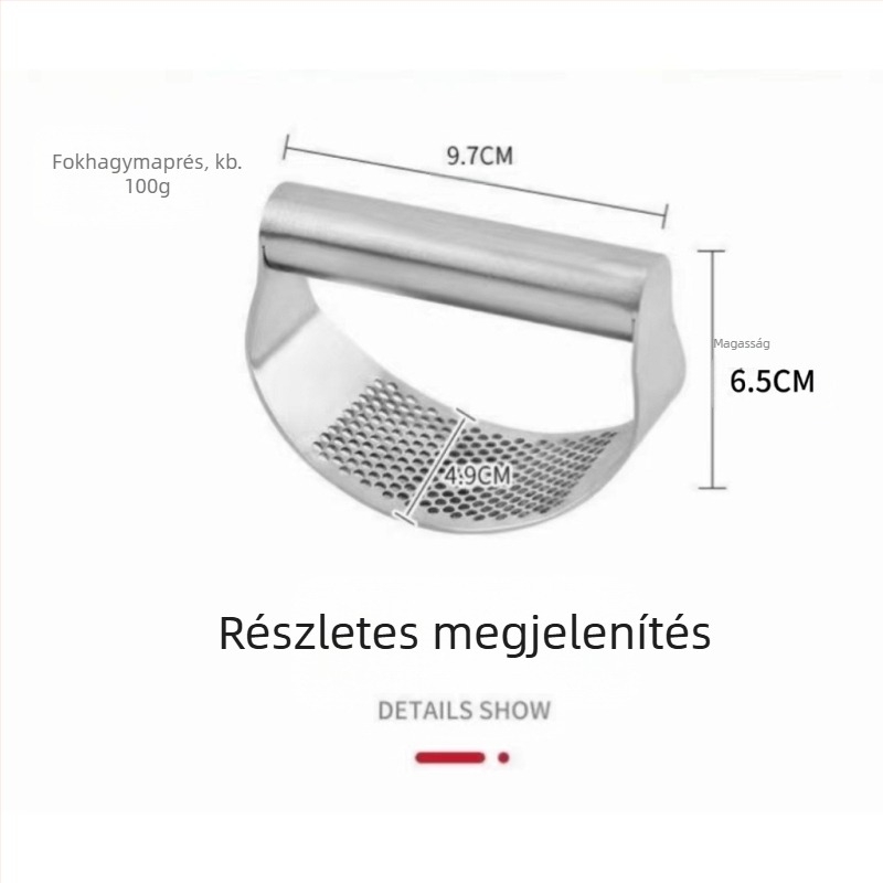 Gyártó raktáron fokhagymaprés rozsdamentes acél gyűrűs kézi fokhagymaprés fokhagymaprés íves fokhagymaprés