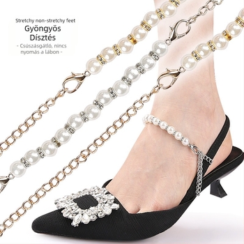 Gyöngyláncos cipőfűzők, beszerelésmentes cipők, nagyméretű, sarok nélküli cipőfűzők, szandálok, séta, leejtett cipők lusta embereknek, több pántos cipőfűzők