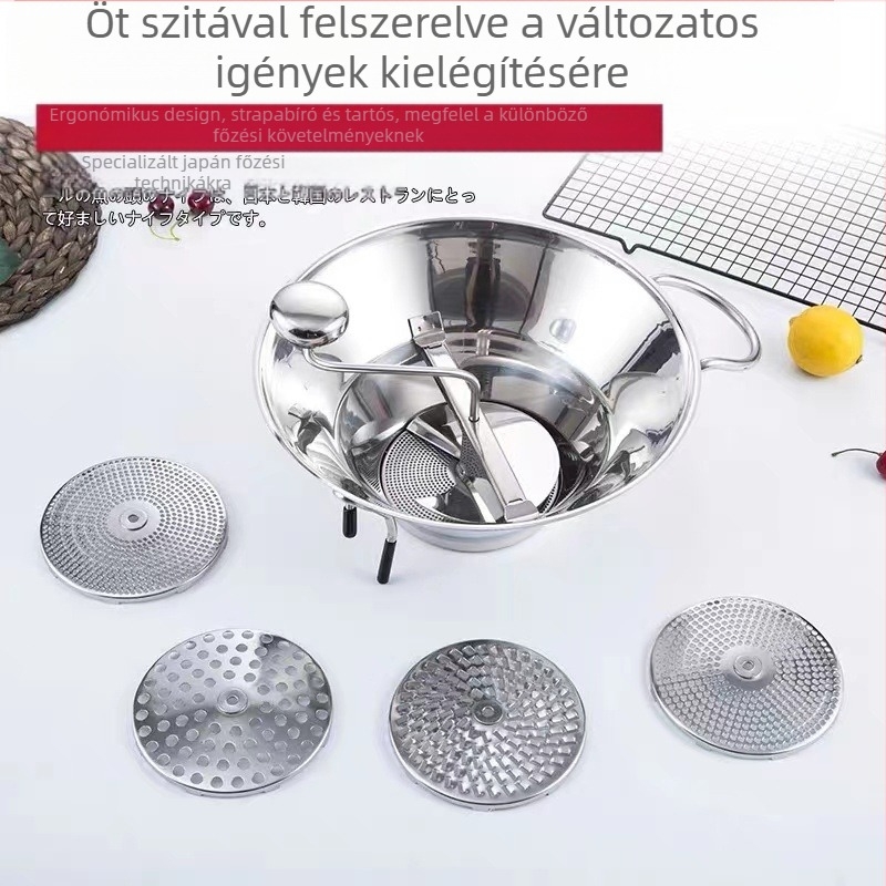 Rozsdamentes acél zöldségdaráló többfunkciós zöldségreszelő koreai japán konyha zöldség-burgonya zúzó és préselő ételdaráló