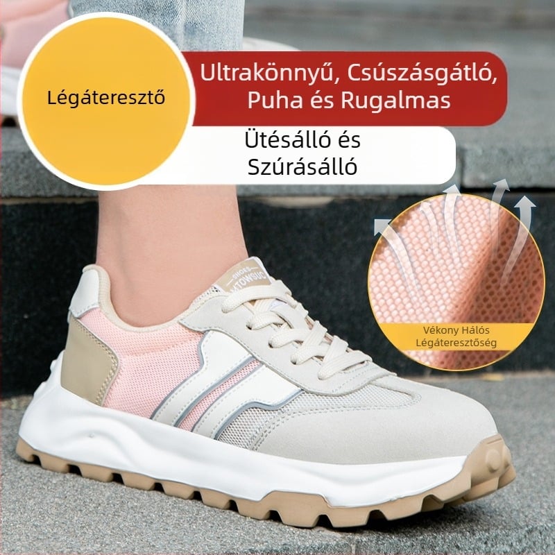 Új női munkavédelmi cipők Női törésálló, átszúrásálló, könnyű, puha talpú munkacipő Acélbetétes, lélegző, kis méretű biztonsági cipők