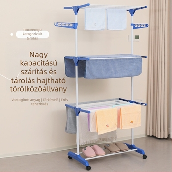 Cross-Border erkélyes, álló ruhaszárító állvány, összecsukható, multifunkcionális törölközőtartó, többrétegű, kivehető, teleszkópos szárítóállvány, közvetlen értékesítés