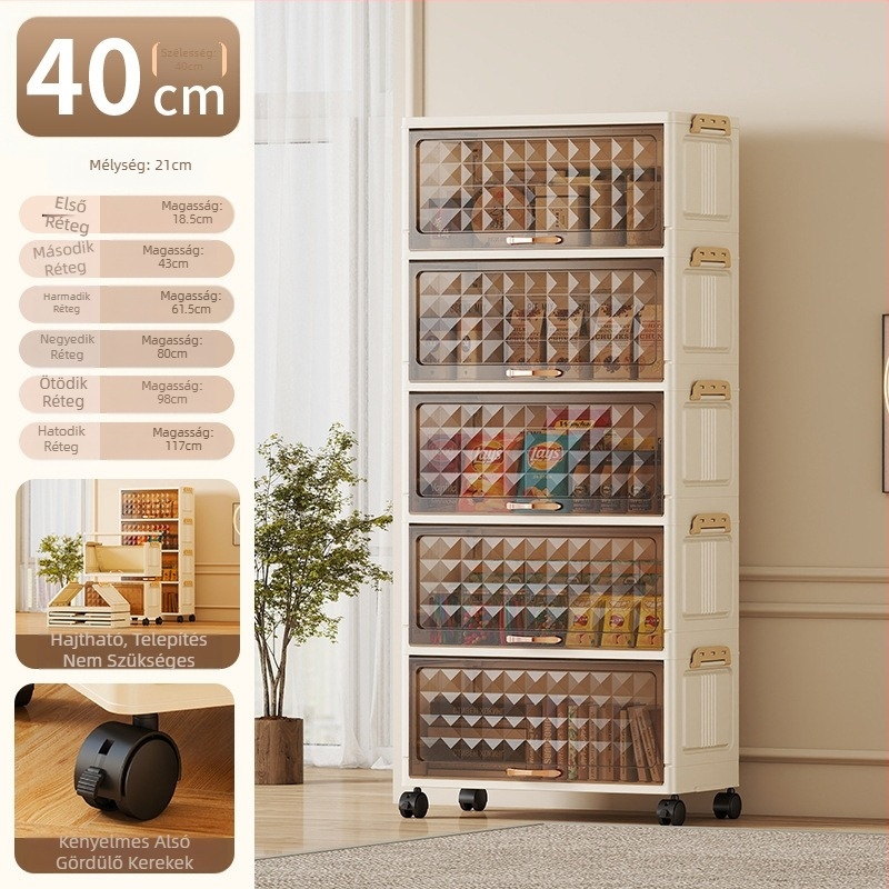 Nappali Játék Snack Padlón Álló Tárolóállvány Kollégiumi Vastagított Tárolószekrény Egyszerű Tárolókeret Kerekes Kombinált Tárolószekrény