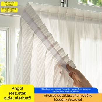 Határokon átnyúló külkereskedelmi velencei fonalfüggöny gézfüggöny tépőzáras lyukasztásmentes telepítés öntapadós átlátszó áteresztő rövid gézfüggöny