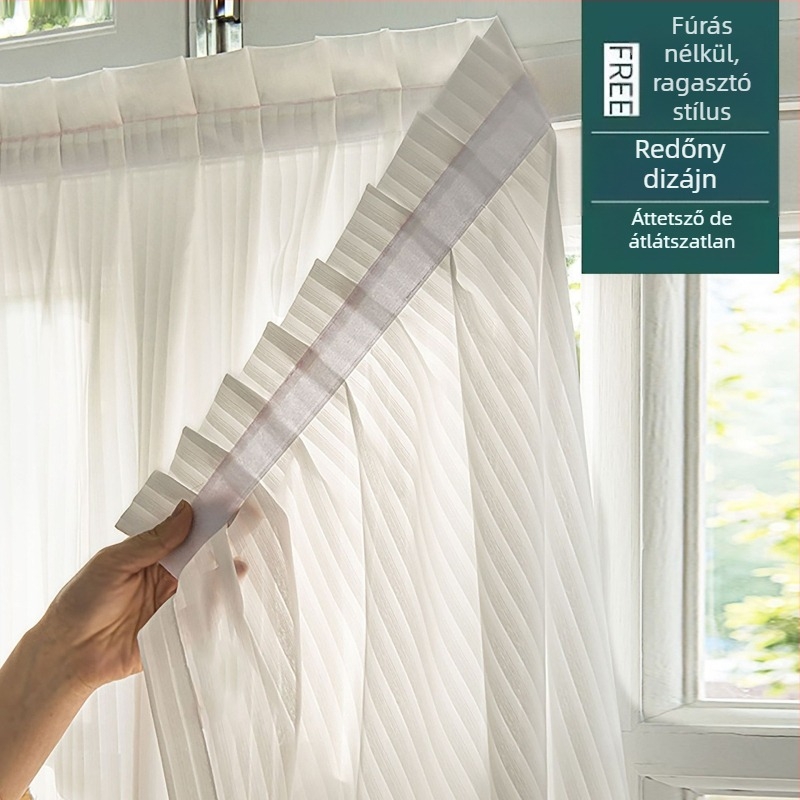 Határokon átnyúló külkereskedelmi velencei fonalfüggöny gézfüggöny tépőzáras lyukasztásmentes telepítés öntapadós átlátszó áteresztő rövid gézfüggöny