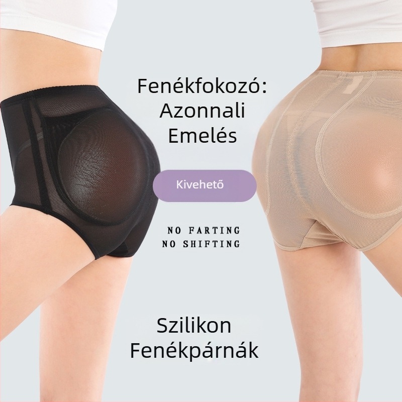 Szilikon műpopsi alsónemű női csípőemelő nadrág szexi barackszínű csípőbetétes csípőformáló nadrág plusz betétes csípőformáló nadrág