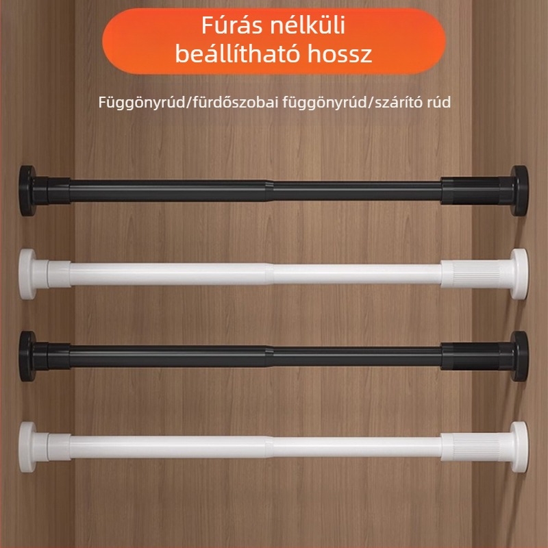 Korlátozott vásárlási lehetőség, ütésmentes teleszkópos rúd, zuhanyfüggöny rúd, függönyrúd erkélyre, ruhatartó rúd, gardróbtartó, teleszkópos ajtó függönyrúd