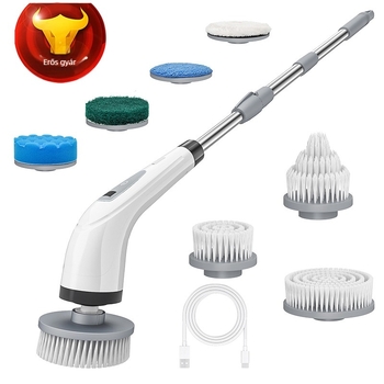 Új elektromos tisztítókefe behúzható multifunkcionális vezeték nélküli hosszú nyelű kefe háztartási konyhai fürdőszoba kézi töltés