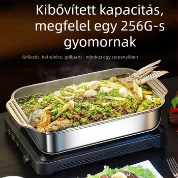Határokon átnyúló rozsdamentes acél grillezett haltálca fedővel, grilltálca fogantyúval, vastagított ráktálca háztartási tenger gyümölcsei tálca raktáron Nagykereskedelem