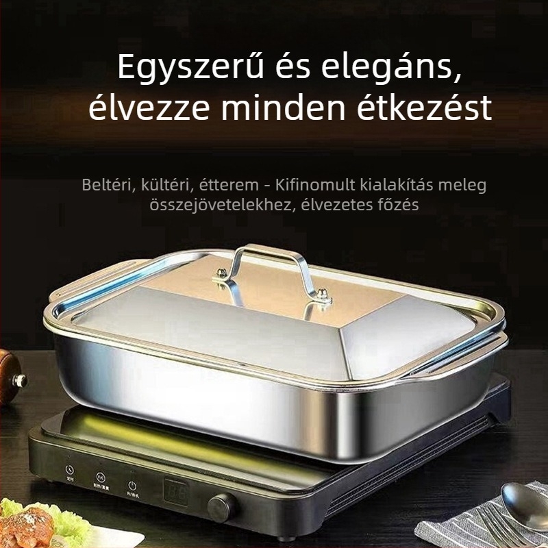 Határokon átnyúló rozsdamentes acél grillezett haltálca fedővel, grilltálca fogantyúval, vastagított ráktálca háztartási tenger gyümölcsei tálca raktáron Nagykereskedelem