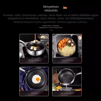 Határokon átnyúló rozsdamentes acél méhsejt levesesfazék, Yukihira fazék, japán tejesfazék, tapadásmentes fazék, gőzölő és sütőedény, étrend-kiegészítő fazék, serpenyő