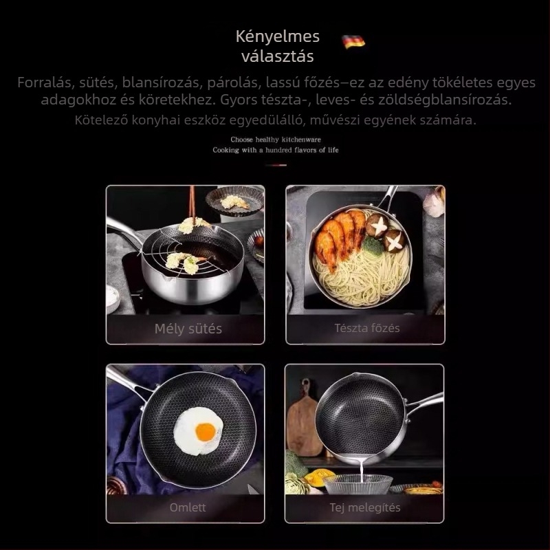 Határokon átnyúló rozsdamentes acél méhsejt levesesfazék, Yukihira fazék, japán tejesfazék, tapadásmentes fazék, gőzölő és sütőedény, étrend-kiegészítő fazék, serpenyő