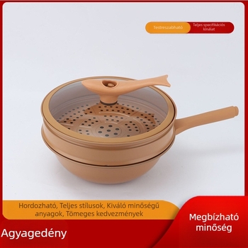Új multifunkcionális agyagedény gőzölővel, lapos aljú wokkal, bevonat nélküli egészségügyi edénnyel, gőzölő és főző, minden az egyben edény ajándék
