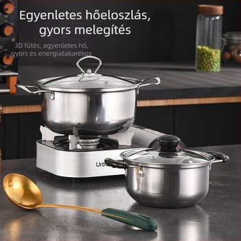 Határokon átnyúló rozsdamentes acél edénykészlet, 6 darabos exportkészlet, edénysor fogantyúval, sütőfogantyús leveses fazék, 16-20 cm-es ajándékkészlet